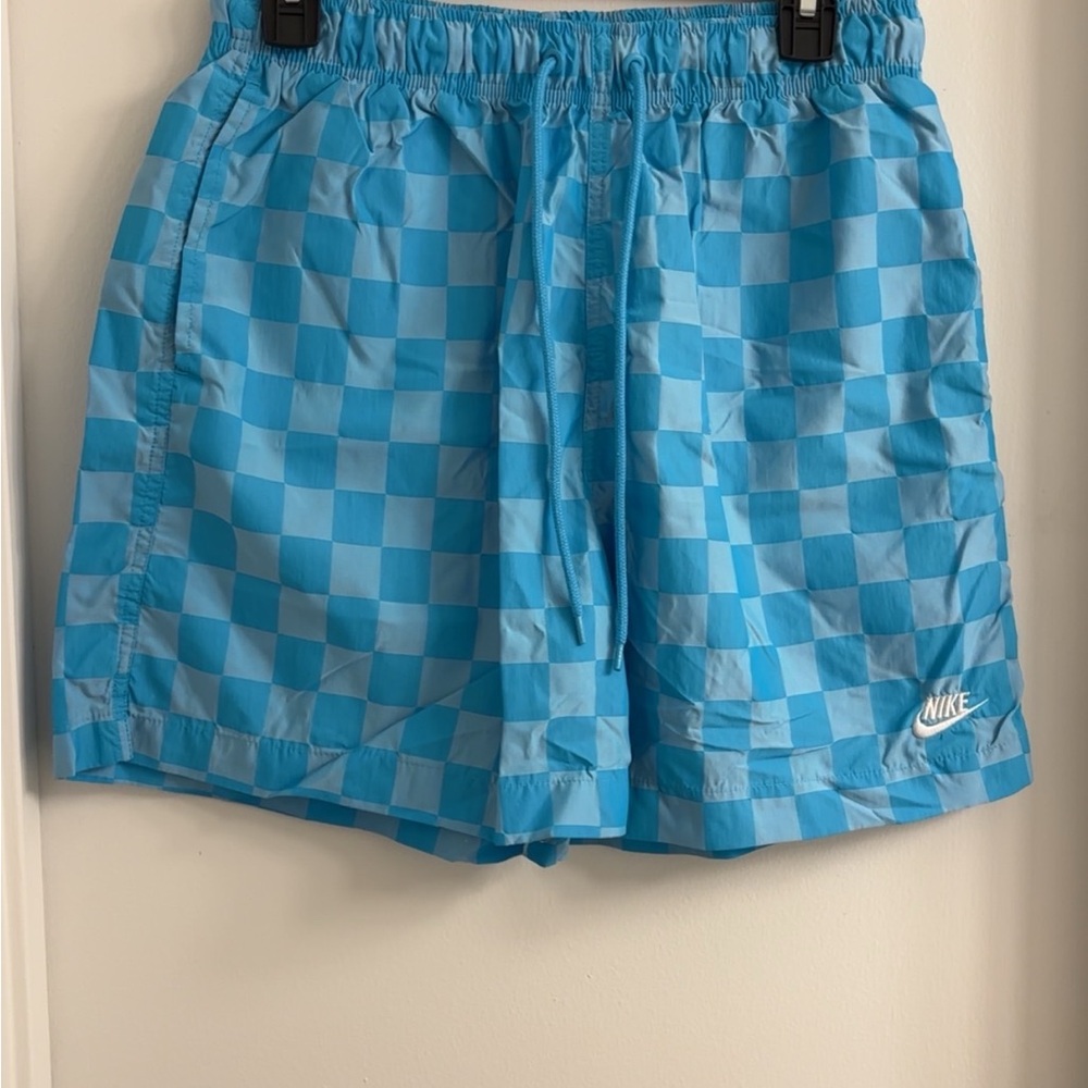 Nike Aqua Checkered Athletic Shorts